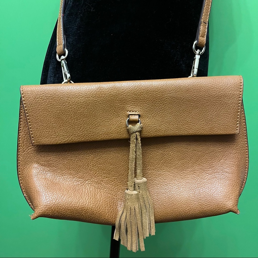 Street Level Brown Tassel Faux Leather Crossbody Purse
